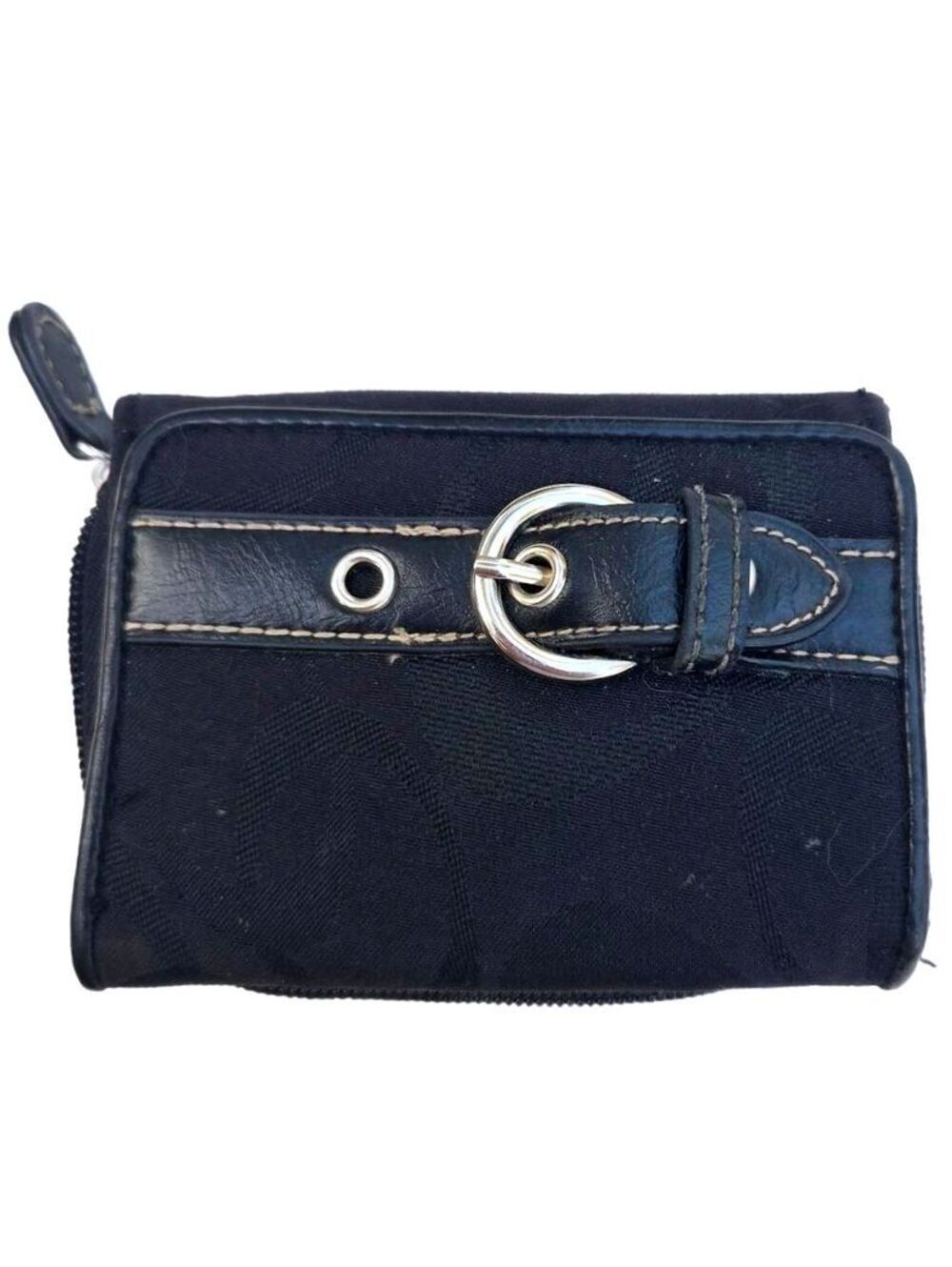 Vintage Y2K Black Monogram Canvas Buckle Wallet Grunge  Trifold Coin Pocket
